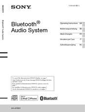 Sony WX-GT90BT Manuals | ManualsLib